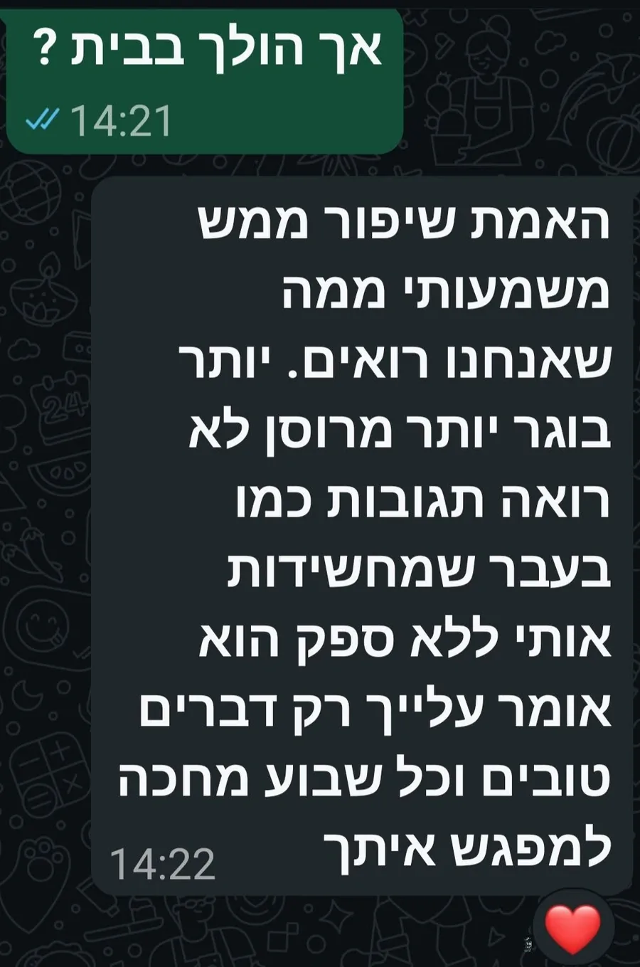 שיחת וואטסאפ: שיפור משמעותי בבית